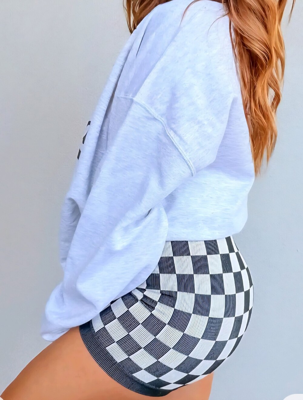 Black & White Checkered Print Biker Shorts - Kimberly C